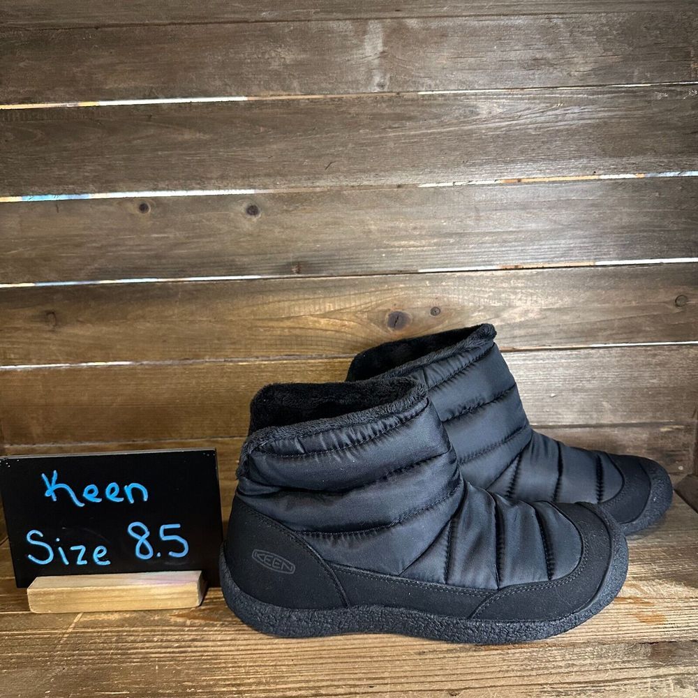 New NWOB Mens Keen Howser Fold Down Black Lined‎ Winter Snow Boots Size 8.5 M